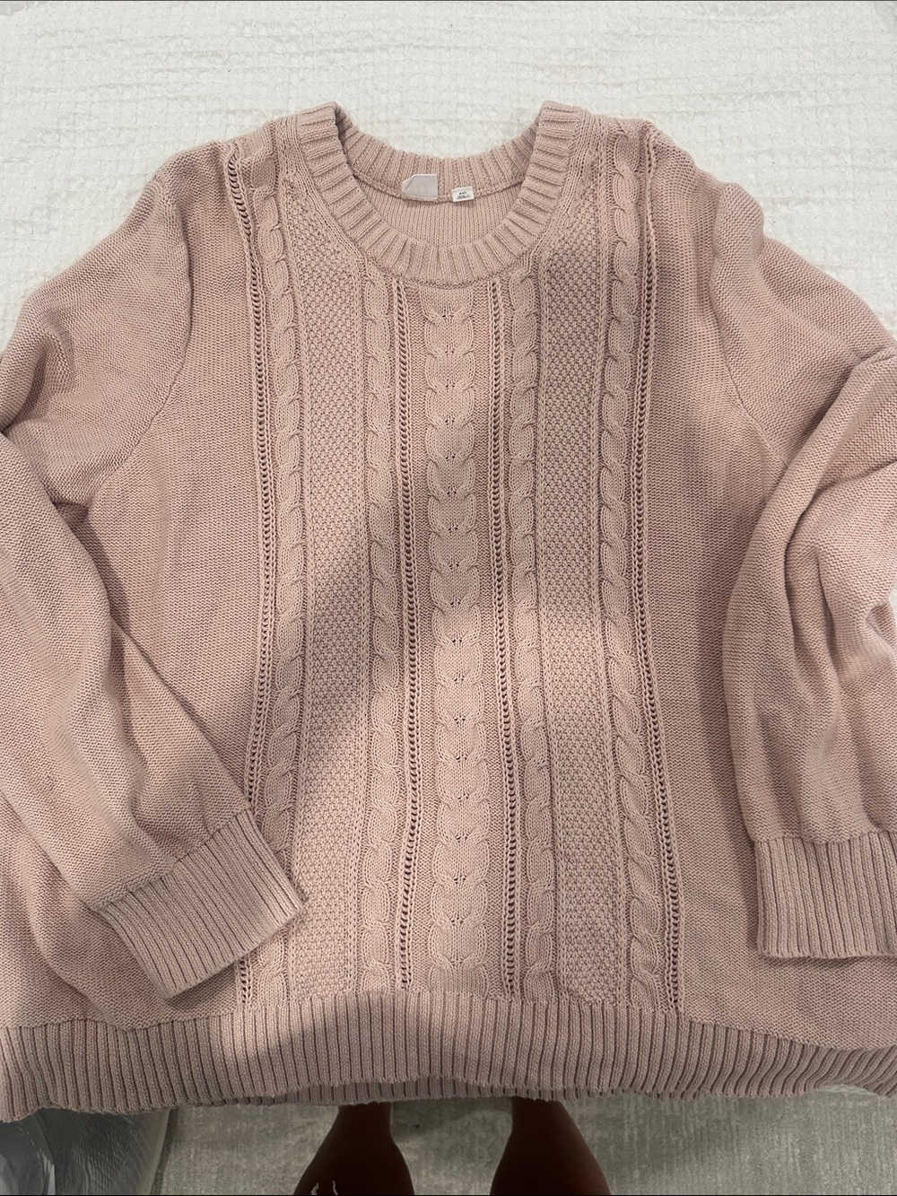 GAP Blush Cable-Knit Crewneck Sweater